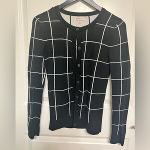 Merona black and white plaid button up cardigan size XS